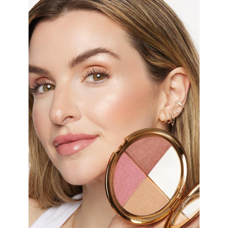 Eye & Cheek Palette - Eyeshadow & Highlighter Makeup + Detachable Brush for Perfect Glow!