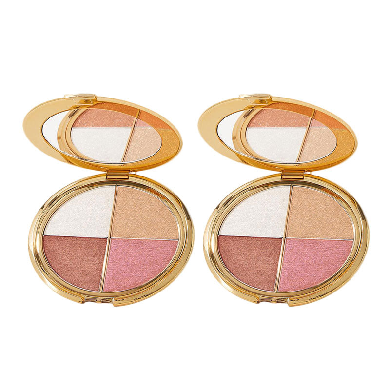 Eye & Cheek Palette - Eyeshadow & Highlighter Makeup + Detachable Brush for Perfect Glow!