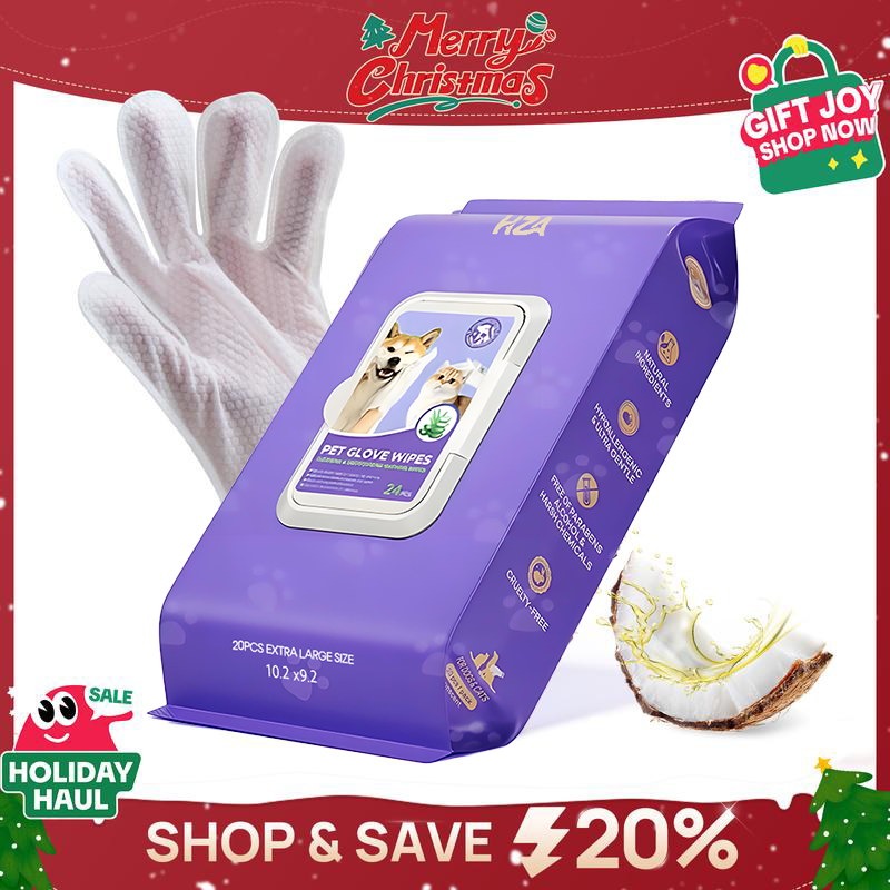 🧤 HZA™ PET Glove Wipes | High-Efficiency Deodorizing & Grooming Gloves