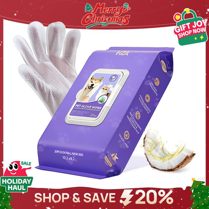 🧤 HZA™ PET Glove Wipes | High-Efficiency Deodorizing & Grooming Gloves