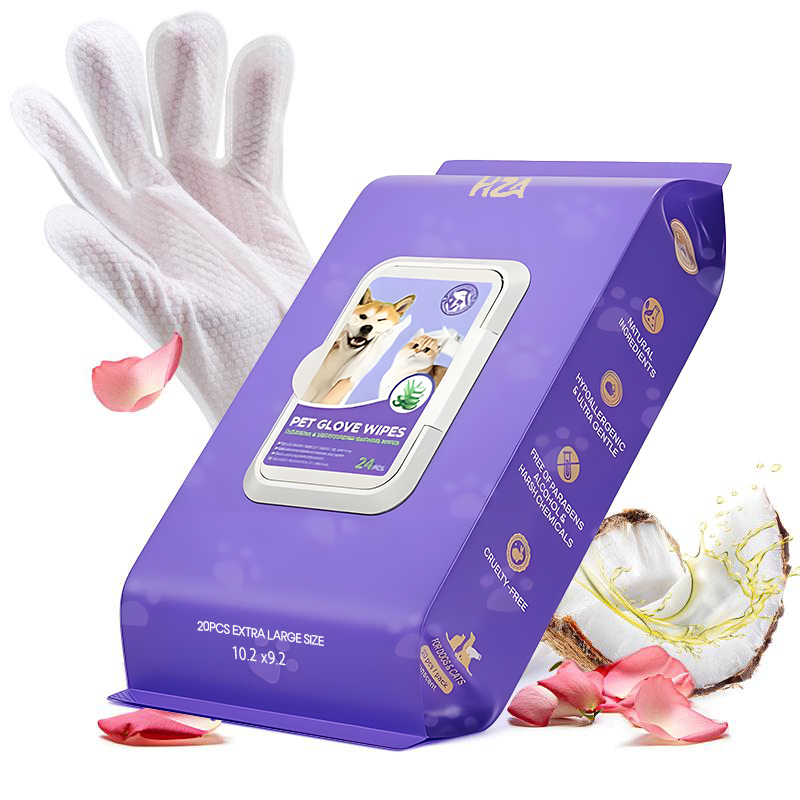 🧤 HZA™ PET Glove Wipes | High-Efficiency Deodorizing & Grooming Gloves