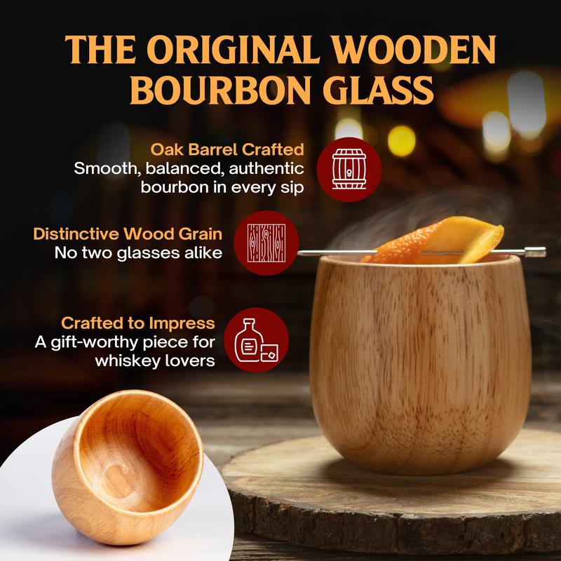 ⭐Festive Season Special — Handcrafted Charred Wood Whiskey Glass for Cozy Winter Nights
