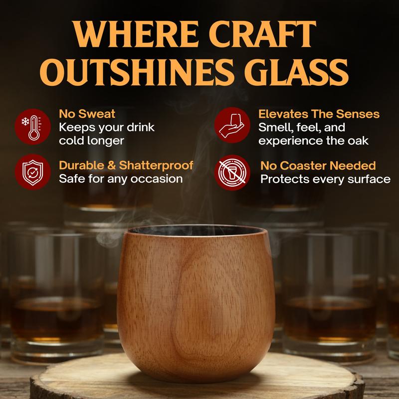 ⭐Festive Season Special — Handcrafted Charred Wood Whiskey Glass for Cozy Winter Nights