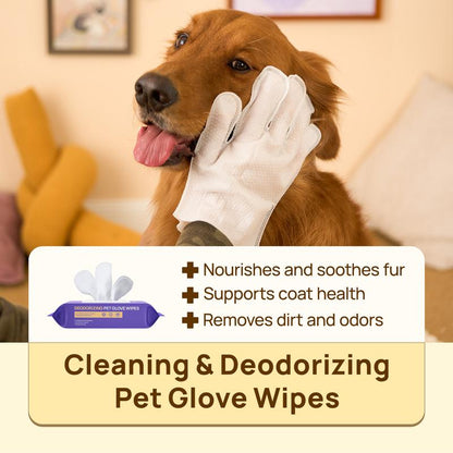 🧤 HZA™ PET Glove Wipes | High-Efficiency Deodorizing & Grooming Gloves