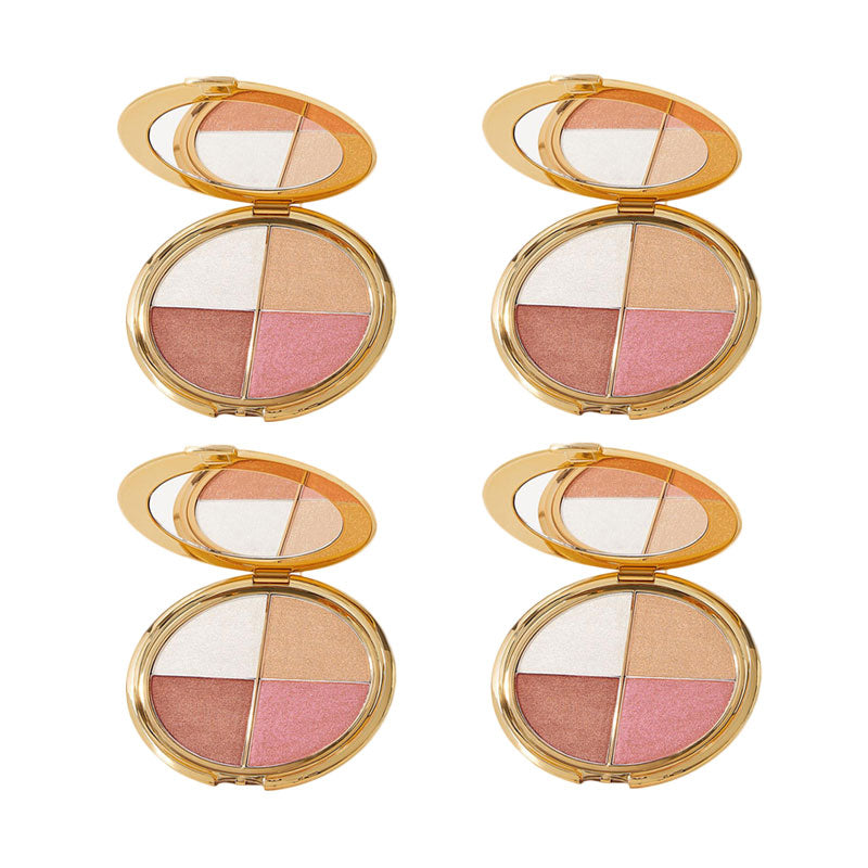 Eye & Cheek Palette - Eyeshadow & Highlighter Makeup + Detachable Brush for Perfect Glow!