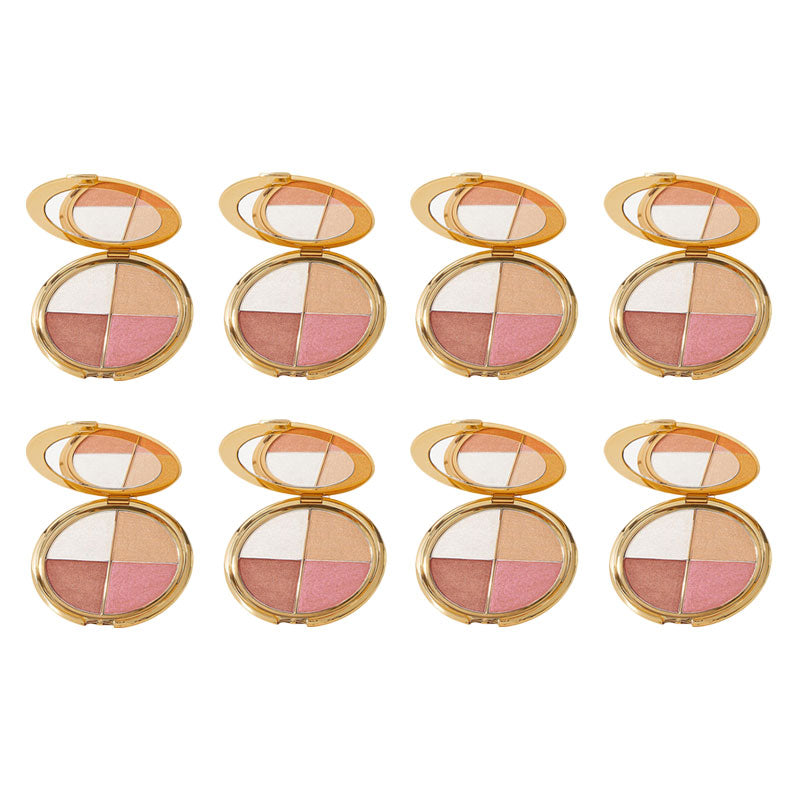 Eye & Cheek Palette - Eyeshadow & Highlighter Makeup + Detachable Brush for Perfect Glow!