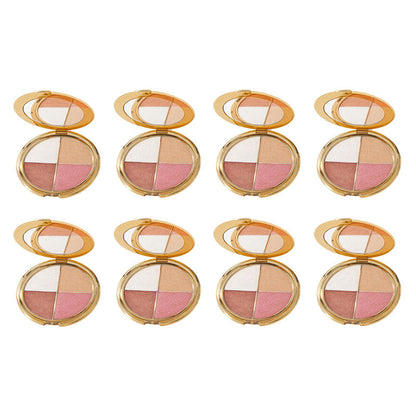Eye & Cheek Palette - Eyeshadow & Highlighter Makeup + Detachable Brush for Perfect Glow!