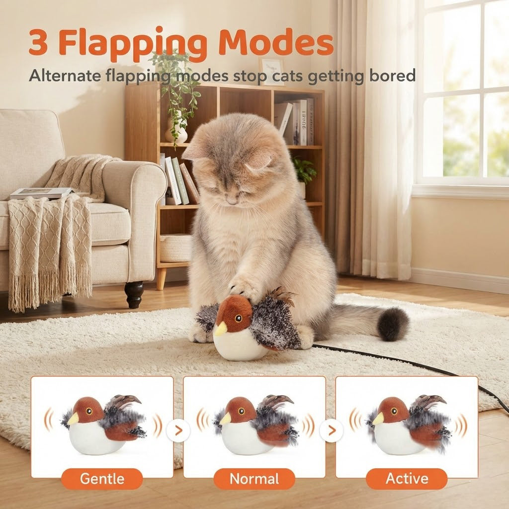 🐾Realistic Interactive Bird Toy: Unleash Your Cat's Hunting Instincts & Keep Wildlife Safe – The Ultimate Indoor Experience🐥