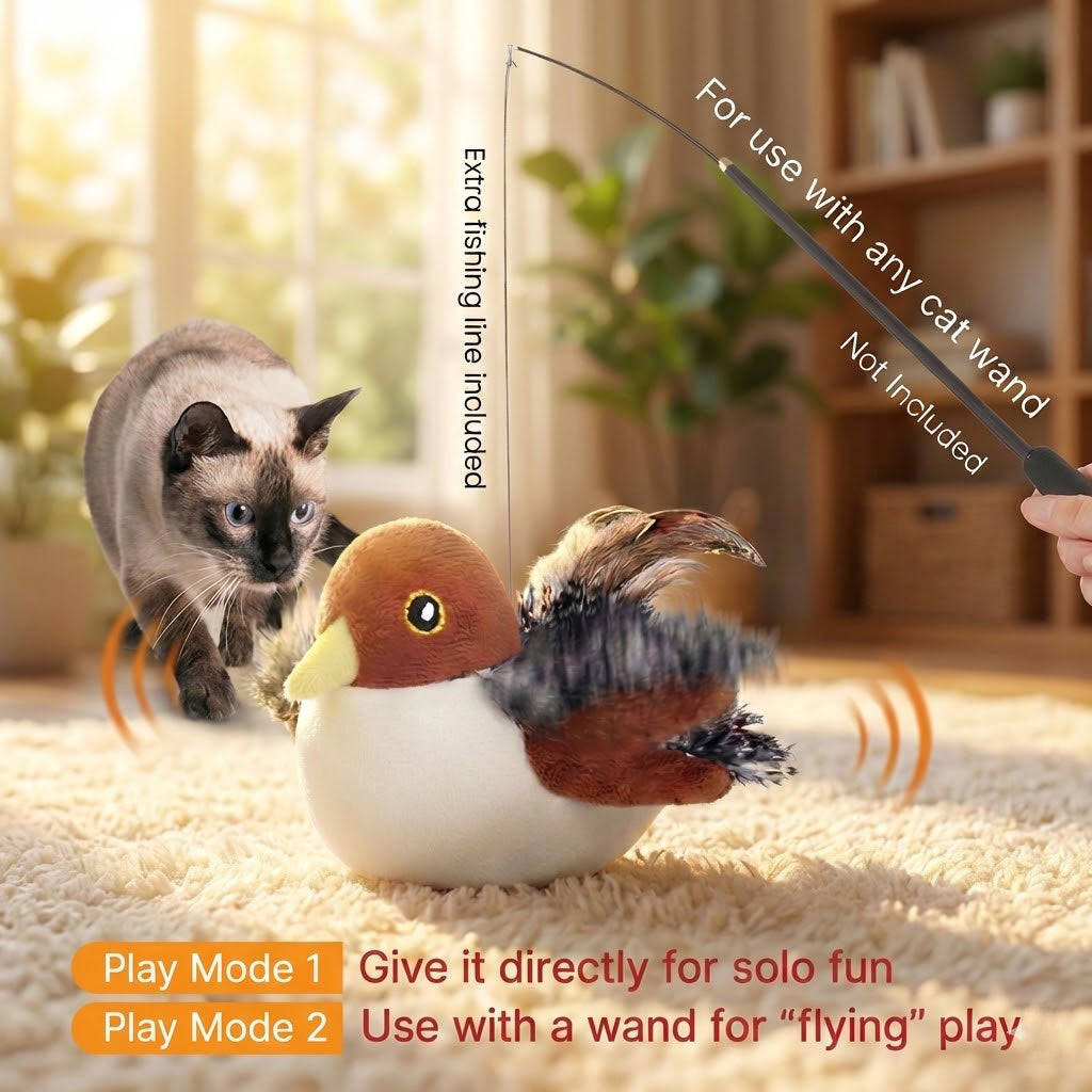 🐾Realistic Interactive Bird Toy: Unleash Your Cat's Hunting Instincts & Keep Wildlife Safe – The Ultimate Indoor Experience🐥